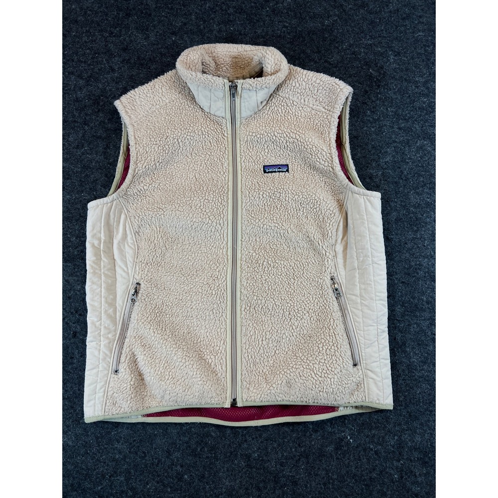Vintage Y2K Patagonia Synchilla Retro X Vest Women XL Cream Sherpa Fleece Jacket